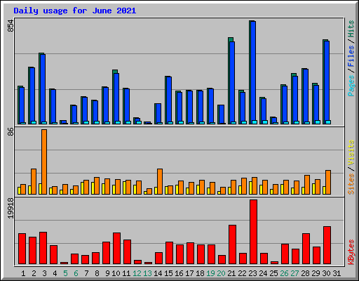 Daily usage for June 2021