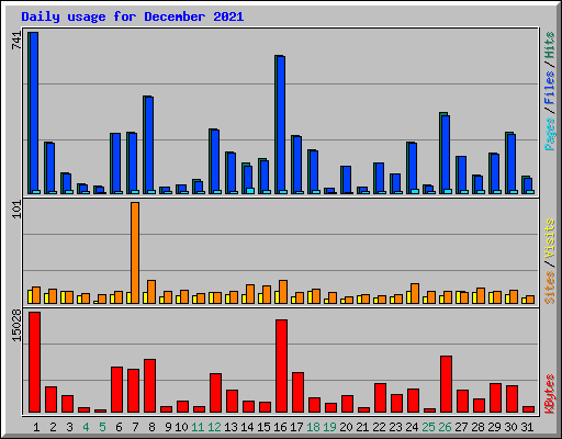Daily usage for December 2021